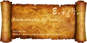 Benkovszky Áron névjegykártya